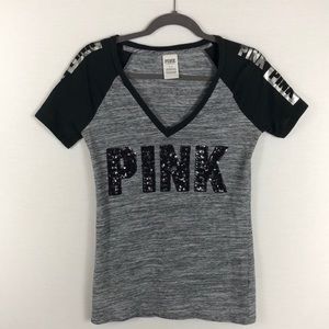 Pink V-Neck T w/Capped Sleeves